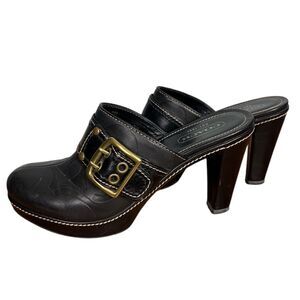 Coach Candace Leather Platform Mules Clogs 7 1/2 B euc